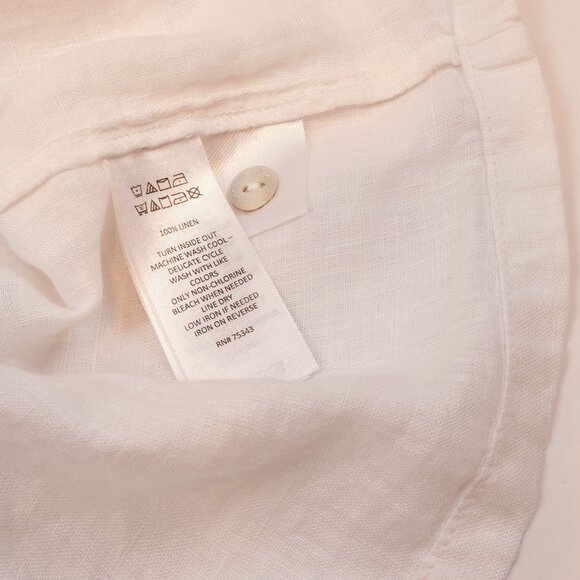 Sigrid Olsen Sleeveless Blouse Shell Buttons White 100% Linen - Size Medium - Picture 5 of 5